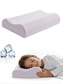1pc Memory Foam Neck Pillow – Ergonomic Contour Cervical Pillow For Neck & Shoulder Support, Comfortable Sleeping Pillow For Home & Hotel - Mauve Purple - View 8
