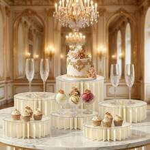 Foldable Cylindrical Dessert Stand Pillar, Wedding Display Rack Decoration, Elegant White Paper Tube Display Stand, Suitable For Wedding Dessert Table, Mall Window Display And Birthday Party Decoration - Multicolor - View 11