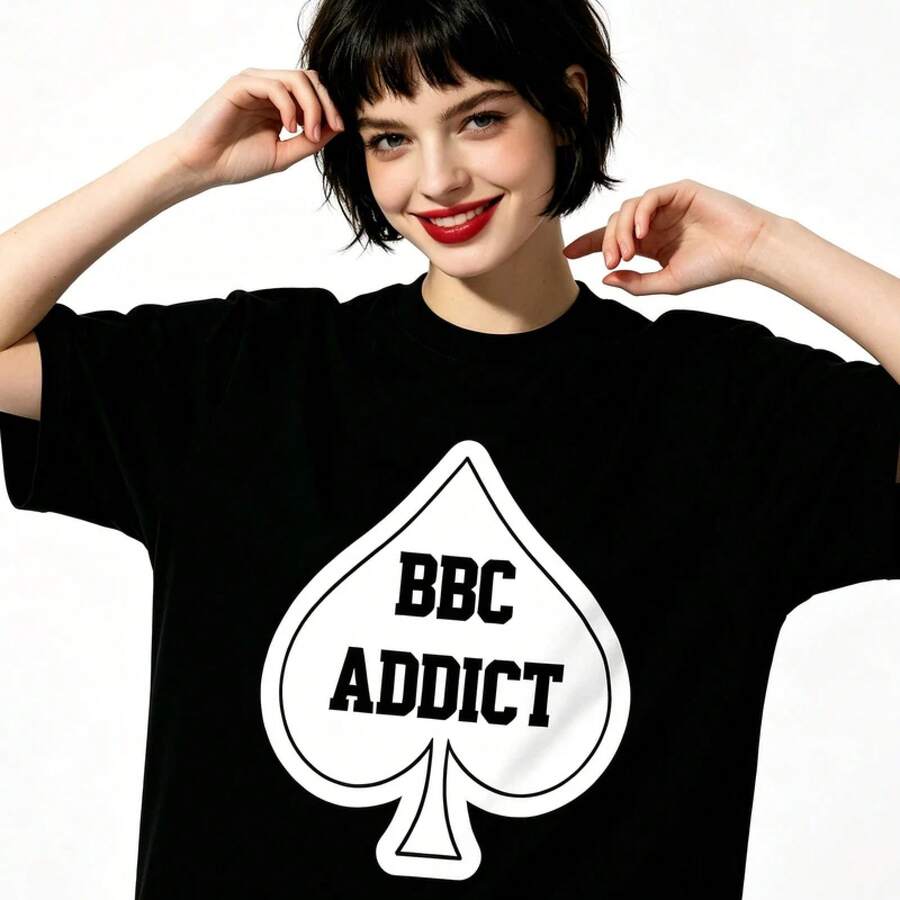 BBC Use Only Black Queen Of Spades QOS Graphics Top Tshirt Sexy Tank Tops Naughty Hotwife Adult Humor Fun Flirtation Streetwear,Summer Tops,Y2k - Black - View 1