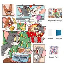 Warner Bros 1000片正版「Tom And Jerry」卡通拼圖，可愛圖案（可搭配相框），適用於DIY紓壓、居家裝飾教育遊戲禮物，適合成人與青少年 - 彩色 - 查看 7
