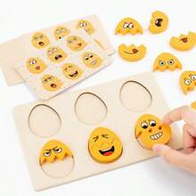 1 Set Puzzle Telur Ekspresi Kayu untuk Anak-Anak, Permainan Meja Kartu Pencocokan Ekspresi Telur Pengenalan Emosi, Mainan Edukasi Pendidikan Dini untuk Melatih Konsentrasi Pengenalan Ekspresi Bayi - MultiWarna - View 7