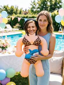 One Custom Face Inflatable Pool Party Prop, Personalized Photo Inflatable Prop, Summer Beach Pool Decoration, Custom Party Gift, Birthday Celebration. - Multicolor - View 3