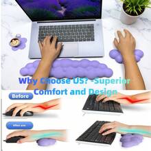 4pcs Cloud Keyboard Wrist Rest Set Soft Non-Slip Base Office Desk Phone Pad & Floral Coaster Memory Foam Mouse Pad Ergonomic Mouse Pad Suitable For PC Laptop Office & Gaming Perfect Gift For School Season Birthday Halloween - One Size Fits All - View 6