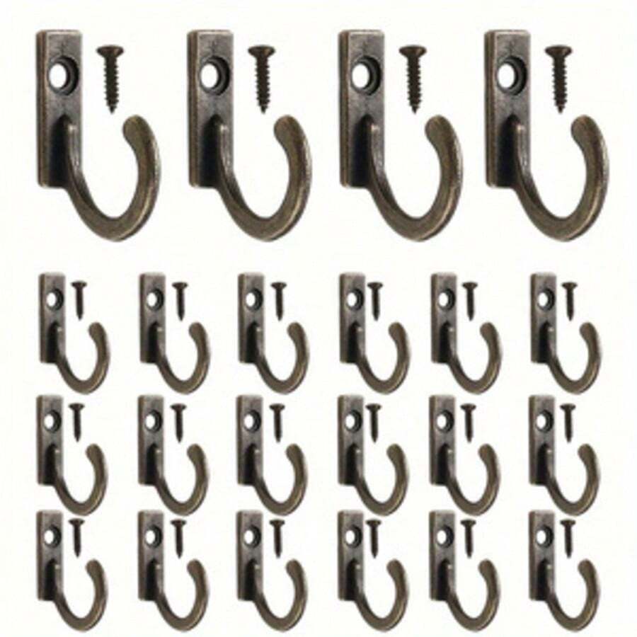20pcs Antique Alloy Mini Hooks Single Hole Wall-Mounted Vintage Style ...