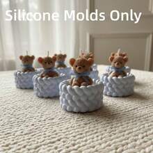 SILIKE LUFEI 2pcs Sitting Bear & 2-Layer Rope Candle Holder Silicone Mold, Suitable For Resin, Plaster, Candle, Aromatherapy Products, Home Decor, Wedding Tabletop Display - Silicone Mold - View 8