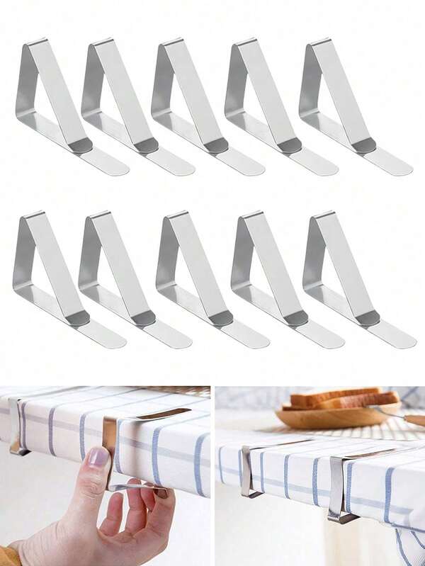 6/12 piezas de pinzas para mantel, pinzas de mesa resistentes para exteriores, pinzas antideslizantes, pinzas para mantel de acero inoxidable, a prueba de óxido. Los bordes de las pinzas son suaves y la elasticidad es buena, lo que las hace adecuadas para familia/picnics y otras ocasiones.