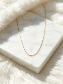 2pcs/Set Multi-Style Long Layered Chain Necklaces, 18K Gold Plated Stainless Steel, Clover, Twisted Dough, Round Snake Design, Stackable - Gold 2 - View 3