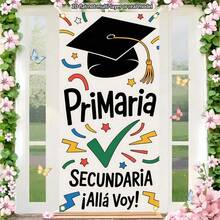 2D Flat Banner, 1pc, Designed For Middle School Graduation Celebration, Perfect For Hallway Decoration And Birthday Party Entrance (Curtain, Party Decor) - Multicolor - View 2
