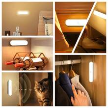 VOLACI 1pc Motion Sensor Magnetic LED Night Light, Wireless Wall Lamp, Under Cabinet Lighting, Home Bedroom, Hallway, Closet Motion Sensor Light, USB Rechargeable, Long-Lasting Power - Multicolor - View 5
