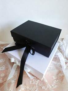 1pc Ribbon Gift Box, Foldable, Magnetic Closure, Wedding Gift Box, Bridesmaid Personalized Name Gift Box, Ribbon Gift Box With Lid, Can Be Paired With Bridesmaid Gift Box, Also Suitable For Birthday, Valentine's Day, Bridal Gift, Perfect Choice For Wedding, Birthday Or Any Occasion - Multicolor - View 9