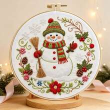 5 Christmas Theme Embroidery DIY Material Kit With Embroidery Hoop, Zero-Based Beginner Handmade Wall Hanging Decor, Stress Relief Craft, Creative Gift For Best Friend And Friends On Christmas - Multicolor - View 8