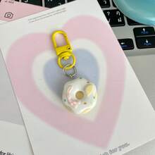 1pc Cute Matte Donut Resin Keychain, Colorful Buckle Mini Bag Charm, Back To School Labor Day Holiday Decoration Gift - Multicolor - View 8