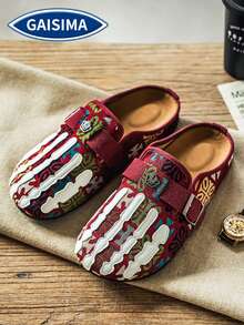 GAISIMA Men's Summer Height-Increasing Closed-Toe Slip-On Loafers, Thick Sole Office Sandals, Couple Shoes - Red - View 2