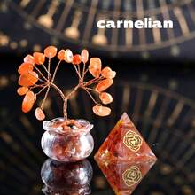 1set Natural Crystal Gravel Fortune Tree With Pyramid Ornaments, Citrine, Amethyst, Office Desk Ornaments, Home Decoration, Holiday Gifts, Exquisite - Aquarium Tree + 2cm Pyramid - View 9