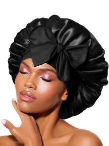 Silk Bonnet Satin Bonnet For Sleeping Large Bonnets With Tie Band Hair Wrap With Adjustable Straps Hair Cap For Women Curly - Multicolor - View 8