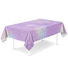 1 Peça Toalha de Mesa de Folha de Alumínio Brilhante Roxa | 274*137cm, Escolha Ideal para Decoração de Aniversário, Casamento, Chá de Bebê, Festa de Aniversário, Tecido Plástico Feito à Máquina - Multicolorido - Visão 2