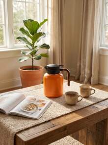 1.5L Insulated Thermal Coffee Carafe, Large Capacity Stainless Steel Tea Pot With Wooden Handle For Home Office Daily Use - Multicolor - View 6
