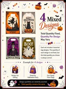 10/25/50 piezas Bolsas de regalo de plástico estilo vintage de Halloween, 4 patrones mixtos de bolsas de embalaje de regalo de Halloween, bolsas de regalo de Halloween, bolsas tote para fiesta de Halloween, decoración de Trick or Treat de Halloween, decoración de cocina de Halloween, decoración de mesa de Halloween, decoración del hogar de Halloween, bolsas de embalaje con tema de Halloween para tienda, decoración de terror de Halloween, recuerdos de fiesta - Estilo retro mixto - Ver 7