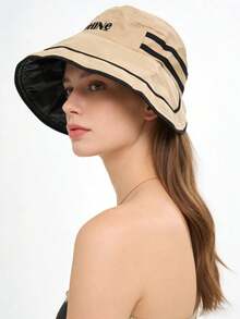 1 Pc Foldable Sun Hat With Brim, Suitable For Summer, Can Cover Face And Protect From Sun, Can Be Worn With Ponytail, Wide Brim Sun Hat, Mainly Used For Sun Protection And Portability, Suitable For Sports, Beach, Golf, Hiking And Other Activities - Multicolor - View 8