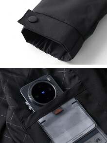 1 buah Jaket Outdoor Pria Musim Semi/Gugur Berkerudung, Tudung dengan Tali Serut yang Dapat Diatur, Kantong Samping dengan Resleting, Cocok untuk Mendaki dan Mendaki Gunung - Hitam - View 7