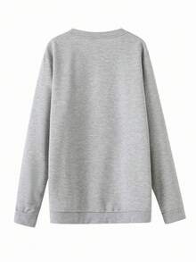 Fashionable Casual Sports Simple Printed Soft And Comfortable Crew Neck Sweatshirt - 灰色 - 查看 2