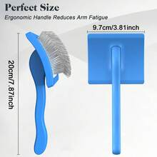 2PCS Slicker Brush For Dogs & Pet Stainless Steel Comb, Professional Dog Grooming Brush (Goldendoodles, Poodles, Labradoodles) With Extra Long Pins To Effectively Remove Tangles, Knots And Mats - View 3