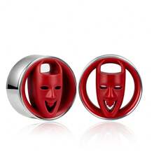 2pcs Hollow Mask Design Ear Tunnels Gauges, Punk Gothic Ear Stretcher Expander Body Piercing Jewelry For Halloween Party - Round - View 24