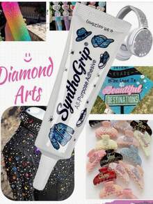 SynthoGrip All Purpose Rhinestone Glue Clear Jewelry Adhesive With Fine Needle Tip, Strong Sticky Craft Glue For Diamond Painting, Clothing, Sneakers, Water Bottles, Headphones, Hair Clips DIY Rhinestone Decor Projects - SynthoGRrip - View 7