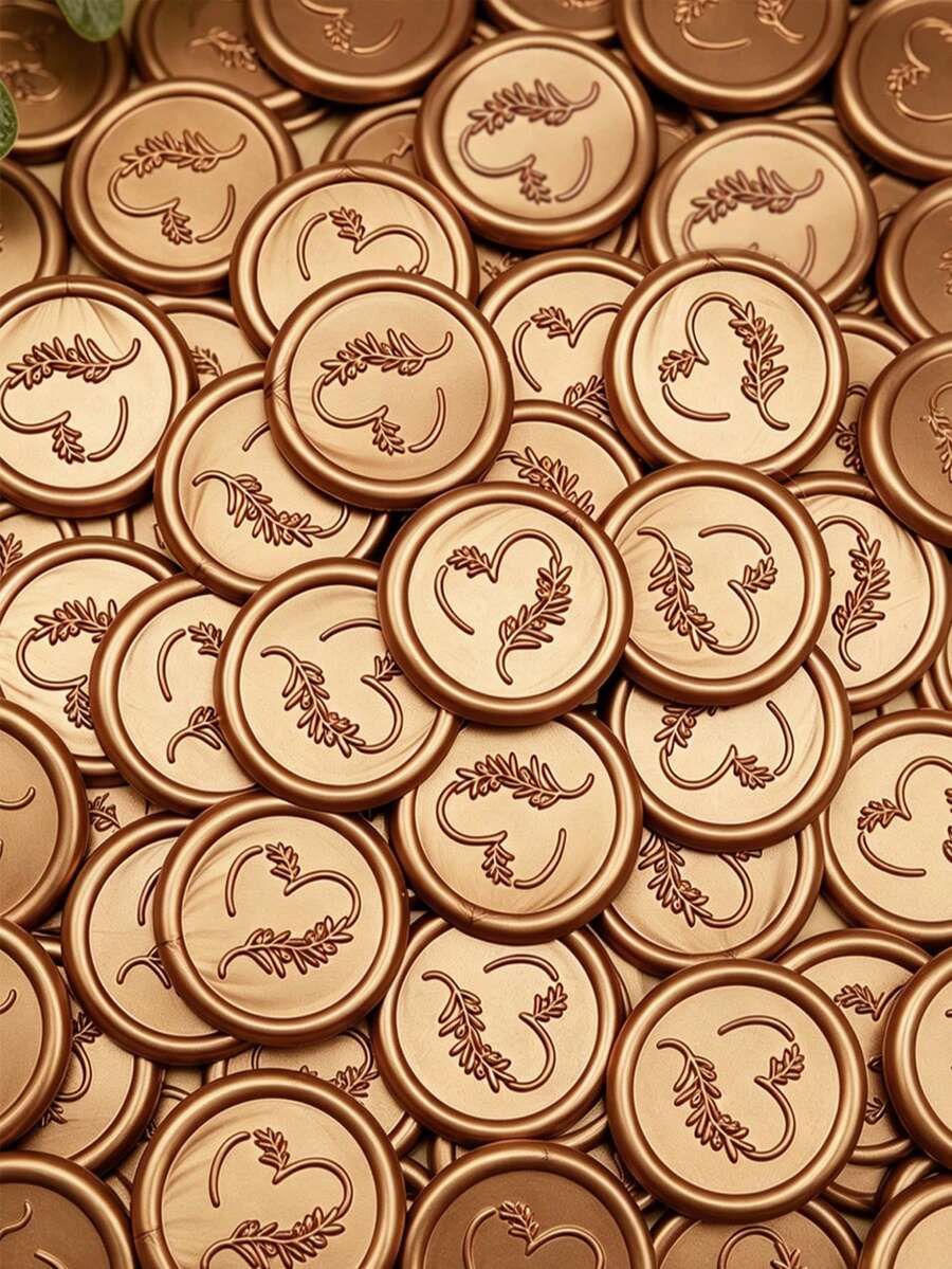 25 piezas Pegatinas de sello de cera autoadhesivas con patrón de rama y corazón, adecuadas para regalos, invitaciones de boda, sellado de sobres