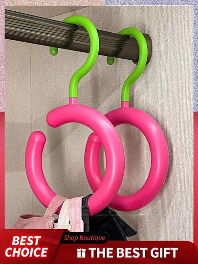 6pcs Colorful Closet Hat Hangers, Dopamine Creative Round Ring Hangers, Rotatable Baseball Cap Rack, ABS Thickened Hat Storage Hooks, Anti-Slip, Hang Hats, Silk Scarves, Scarves Multi-Functional Home Storage Organizer, Suitable For Hats, Bags, Knit Hats, Belts, Ties, Underwear, Scarves Storage, Single Hook Can Easily Hang Multiple Hats, Also Can Be Stacked, Daily Travel Essential, Christmas Hangers