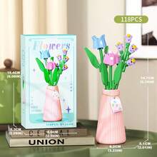 12 Styles Building Block Eternal Flower Vase Desktop Decor, Assembled Building Blocks, Small Particle Micro Building Block Flowers, Rose Sunflower Artificial Flower Model, Birthday Gift, Holiday Gift - Multicolor - View 22