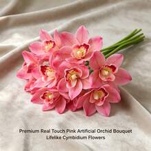 6PCS Artificial Large Orchid Flowers, Premium Living Room Decor, Faux Floral Arrangement, Wedding Bouquet - Multicolor - View 4