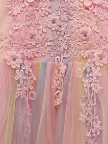 Tween Girl Colorful Tulle 3D Floral Princess Dress, Wedding Flower Girl, Birthday Party, Holiday Gathering, Host, Piano Performance Evening Gown - Multicolor - View 7