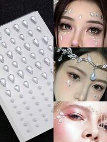 1組免穿孔黏貼式眉毛、嘴唇、額頭身體與臉部飾品 - 彩色 - 查看 1