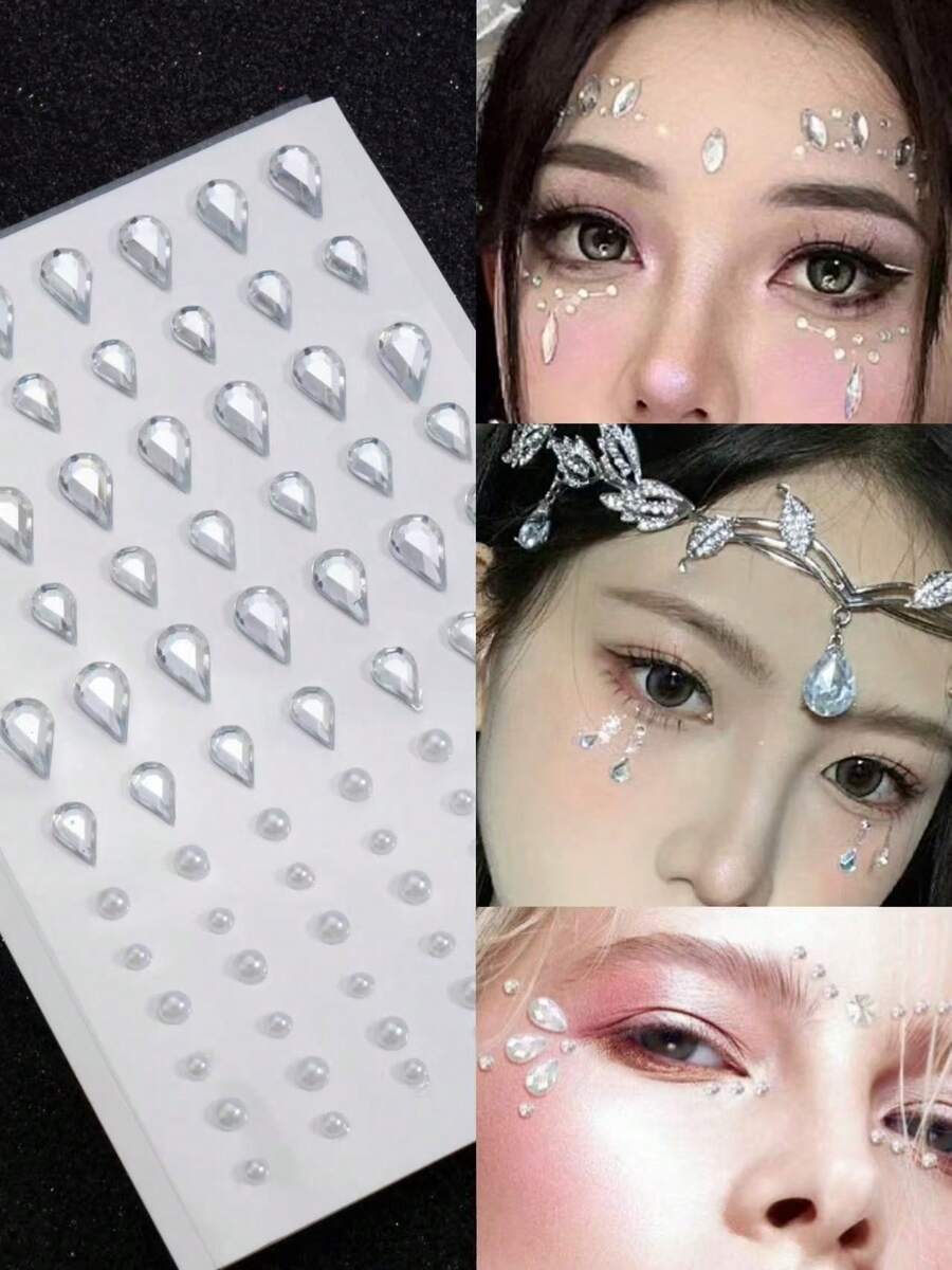 1組免穿孔黏貼式眉毛、嘴唇、額頭身體與臉部飾品 - 彩色 - 查看 1