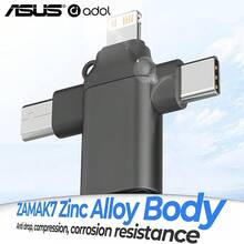 Adaptor ASUS USB ke Lightning Micro USB Type-C (3-in-1) OTG untuk iPhone 17/16/15/14 Pro Max dan Macbook, Mendukung Port Thunderbolt dan iPad 3.0, dan Kompatibel dengan Kamera HUB Samsung S25. - Hitam - View 2
