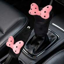 2pcs/Set Polka Dot Bow Handbrake & Gear Shift Cover Combination Set, Universal Manual Car Interior Accessories, All-Season Use - A - View 8