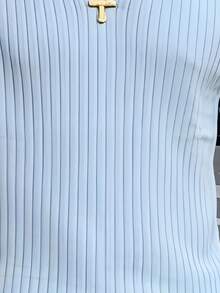 Men's Solid Color Zipper Ribbed Knit Short Sleeve Polo Shirt, Casual Breathable Summer Smart Casual Top - White - View 2