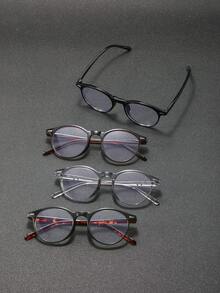 2/4 Pairs Plastic Full Frame Premium Unique Double Lens Design Oval Modern Minimalist Style Men's Daily Wear Transparent Glasses, Suitable For Music Festivals, Weekend Outfits, Dates, Holiday Dressing And Fashion Accessories, Fits All Face Shapes - Clear - View 8