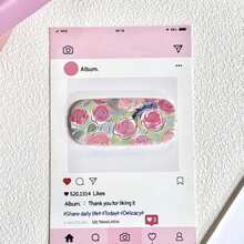 1 Set Floral Print Foldable Phone Ring Holder With Mirror, 2-In-1 Adhesive Makeup Mirror & 360° Rotatable Phone Stand, Ultra-Thin Back Sticker Finger Grip Kickstand, For Daily Makeup, Selfies And Hands-Free Viewing - Multicolor - View 9