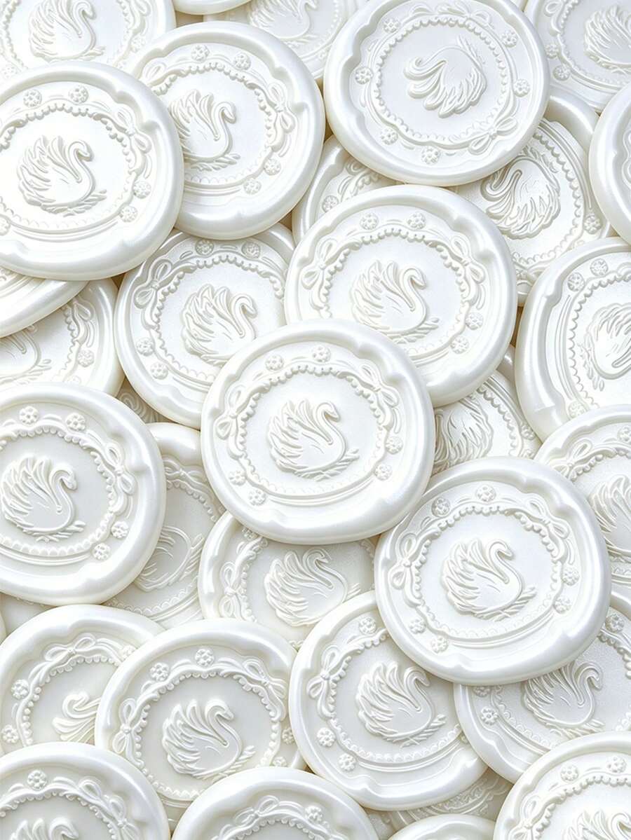 20入 3D 浮雕天鵝湖圖案自黏式蠟封貼紙,適用禮物、婚禮邀請函信封,珍珠白 - 天鵝-珠光白 - 查看 1