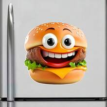 9 Cheese Burger Smile Stack Magnets With Joyful And Rosy Cheeks, Each Burger Bun Represents A Happy Heart, Suitable For All Metal Surfaces In Your Home - A - View 3