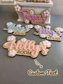 2D Personalized Bedroom Door Sign, Daisy Flower Pattern, Wooden & Acrylic Mixed Style, Personalized Room Identification Plate, Exclusive Bedroom/Dorm Private Space Decor Door Sign Gift, Healing Sweet Style Home Ritual Door Sign - Multicolor - View 4