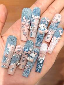 1 peça Placa de Carimbo para Unhas em Denim, Molde de Arte de Unhas em Aço Inoxidável com Textura de Denim, Coração, Xadrez, Bolinhas, Urso, Laço, Estrela e Padrão Grunge Rasgado, Placa de Carimbo de Unhas Y2K Doce e Feminina Estilo Cowboy para Acessórios de Manicure DIY de Salão - Prata - Ver 5