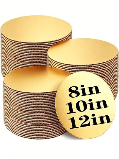 10PCS/1PC/Cake Board/8/10/12 Inch Round, Gold Cake Board Round, White Cake Ring Round Base Cardboard Cake Plate, Used For Displaying Cakes, Breads, Desserts (Thin And Sturdy)