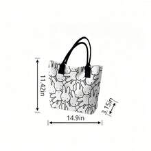 Miniso Tas Tote Kanvas Motif Garis Miffy Berwarna Pink dengan Pegangan, Kapasitas Besar, Tas Bahu untuk Sekolah, Belanja, Perjalanan, dan Penggunaan Kasual Sehari-hari - Putih - View 6
