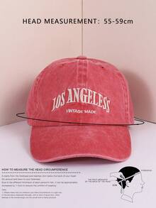 FASHION 水洗藍字母 Los Angeles 復古棒球帽 1件 - 紅色 - 查看 2