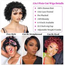 Lolely Dream 13x1 HD Lace Front Short Curly Elf Wig, 6 Inch Natural Black Pre-Plucked Realistic Hairline Soft Human Hair Elf Wig, Suitable For African American Daily Wear - Natural Black - View 8
