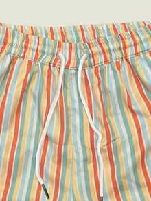 Men's Summer Thin Color Block Striped Casual Sports Loose Quick-Dry Beach Shorts - Multicolor - View 6