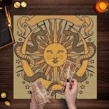 1pc Mysterious Sun And Moon Snake Altar Tablecloth Starry Sky And Celestial Elements Tarot Cards Divination Room Decoration - Black - View 7